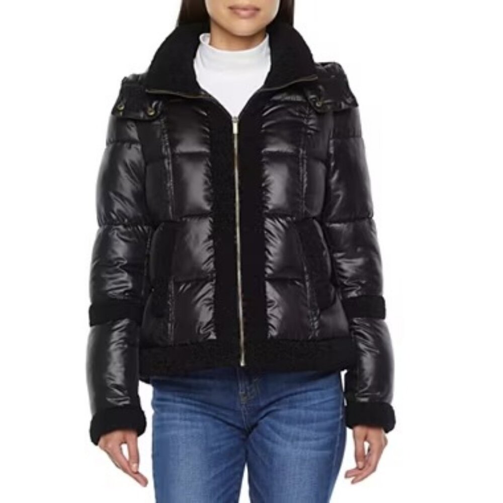 a.n.a Hooded Cozy Berber Puffer Jacket